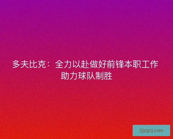多夫比克：全力以赴做好前锋本职工作 助力球队制胜