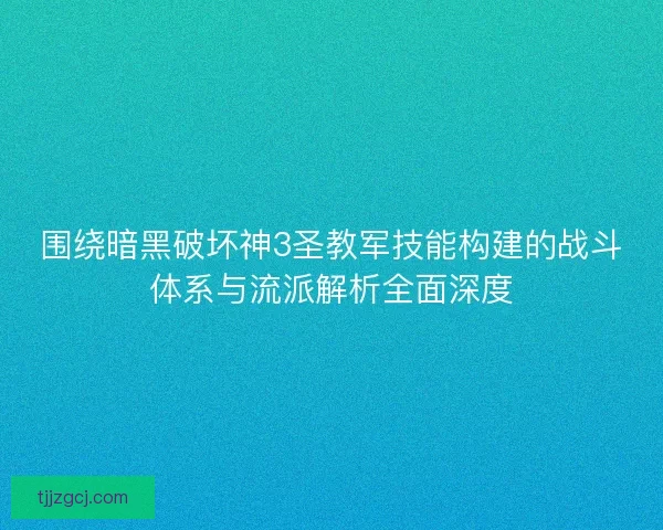 围绕暗黑破坏神3圣教军技能构建的战斗体系与流派解析全面深度